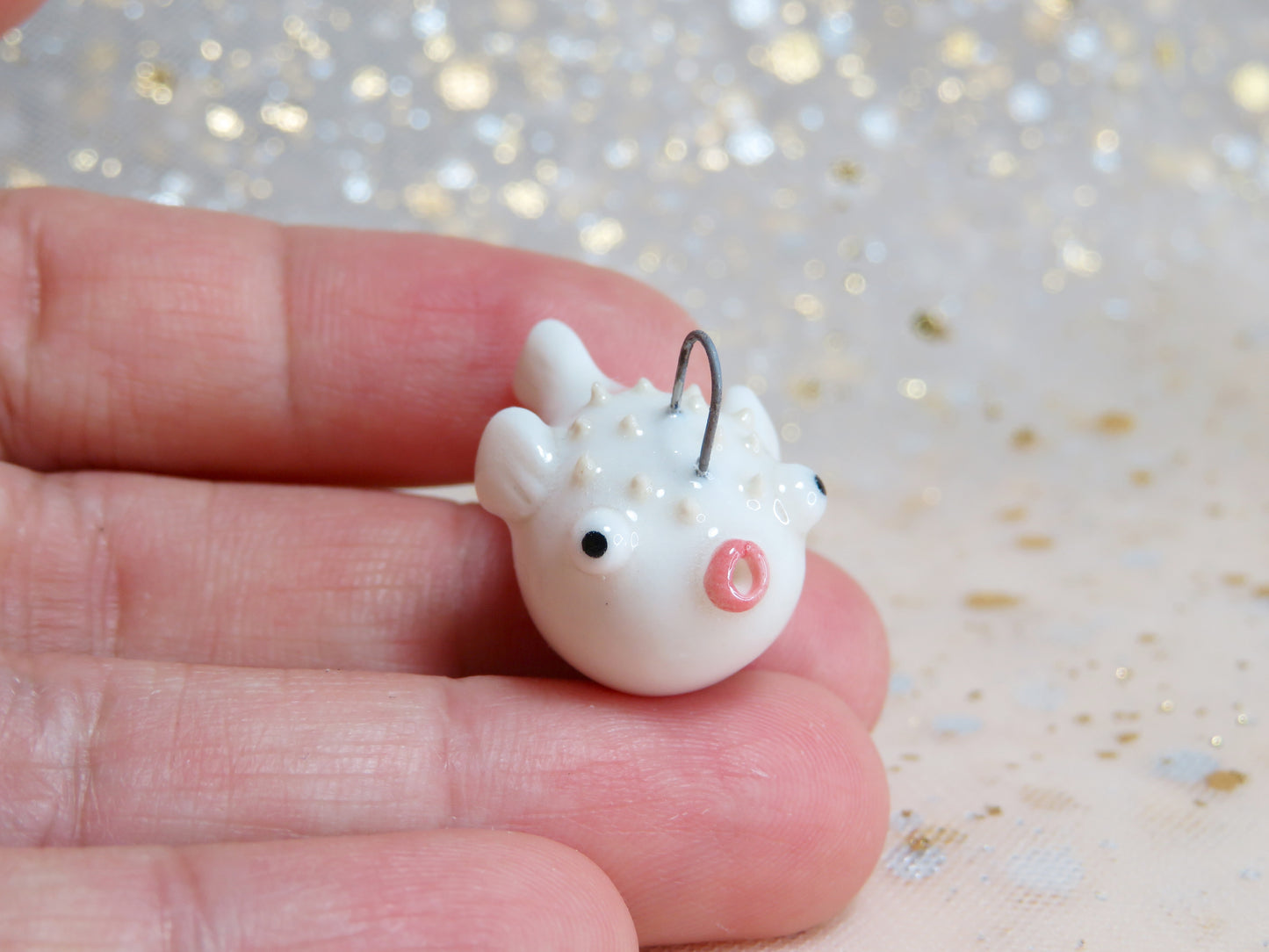 Ceramic Puffer Fish Pendants. Fish Charms. Ocean Gift. Handmade Miniature Ceramic. Beautiful Miniature Collectibles