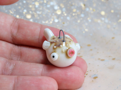 Ceramic Puffer Fish Pendants. Fish Charms. Ocean Gift. Handmade Miniature Ceramic. Beautiful Miniature Collectibles