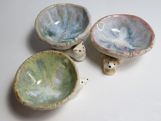 Ceramic Trinket Dish. Dish on Dog's and Cat's back. Handmade Jewelry Dish. Beautiful Collectibles. Special Gift for Loved Ones.