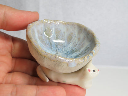 Ceramic Trinket Dish. Dish on Dog's and Cat's back. Handmade Jewelry Dish. Beautiful Collectibles. Special Gift for Loved Ones.