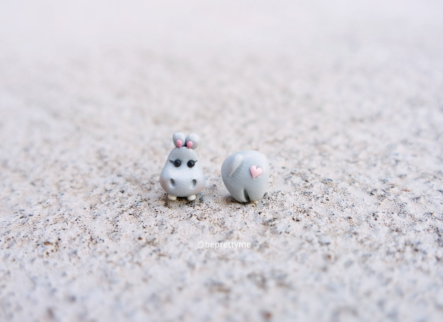 Girly Hippo with Hearty Tattoo