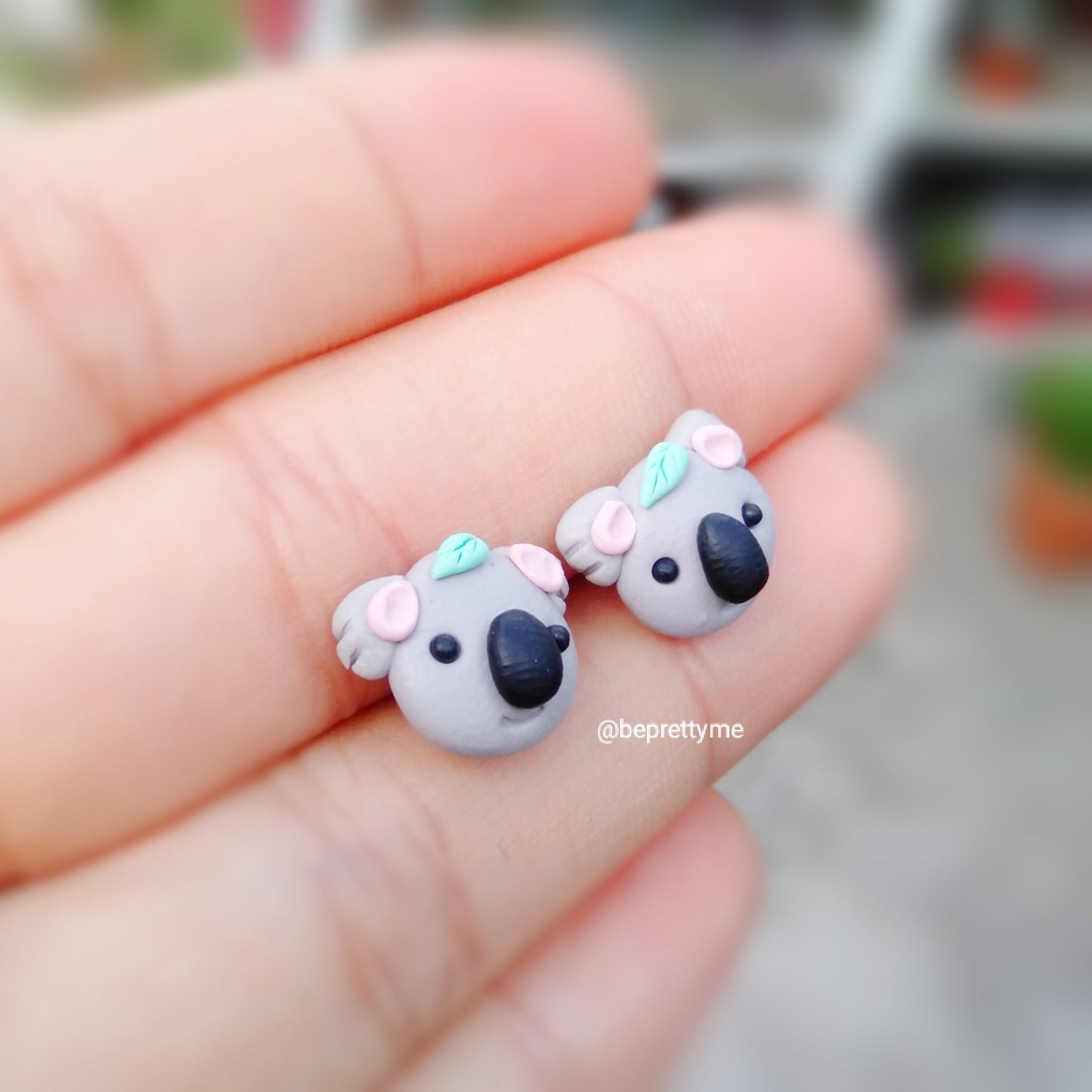 Koala the vegan bear stud earrings