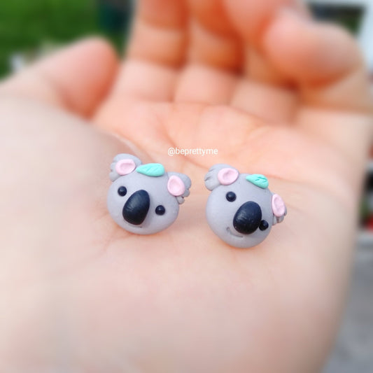 Koala the vegan bear stud earrings