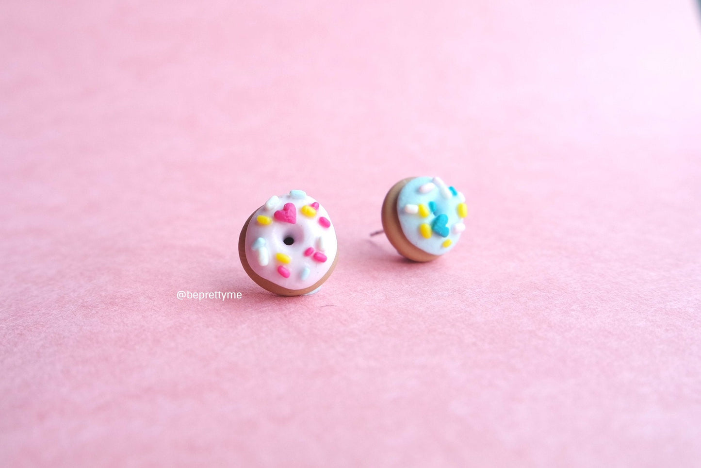 Heart Donut Stud Earrings