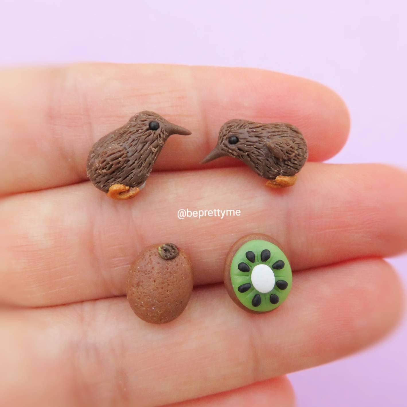 Cute Kiwi bird stud earrings