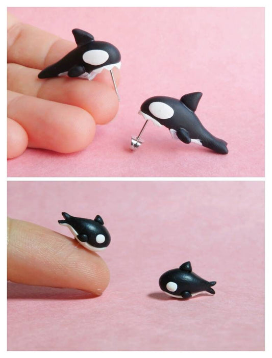 Mini Orca/ Orca Biting Stud Earrings