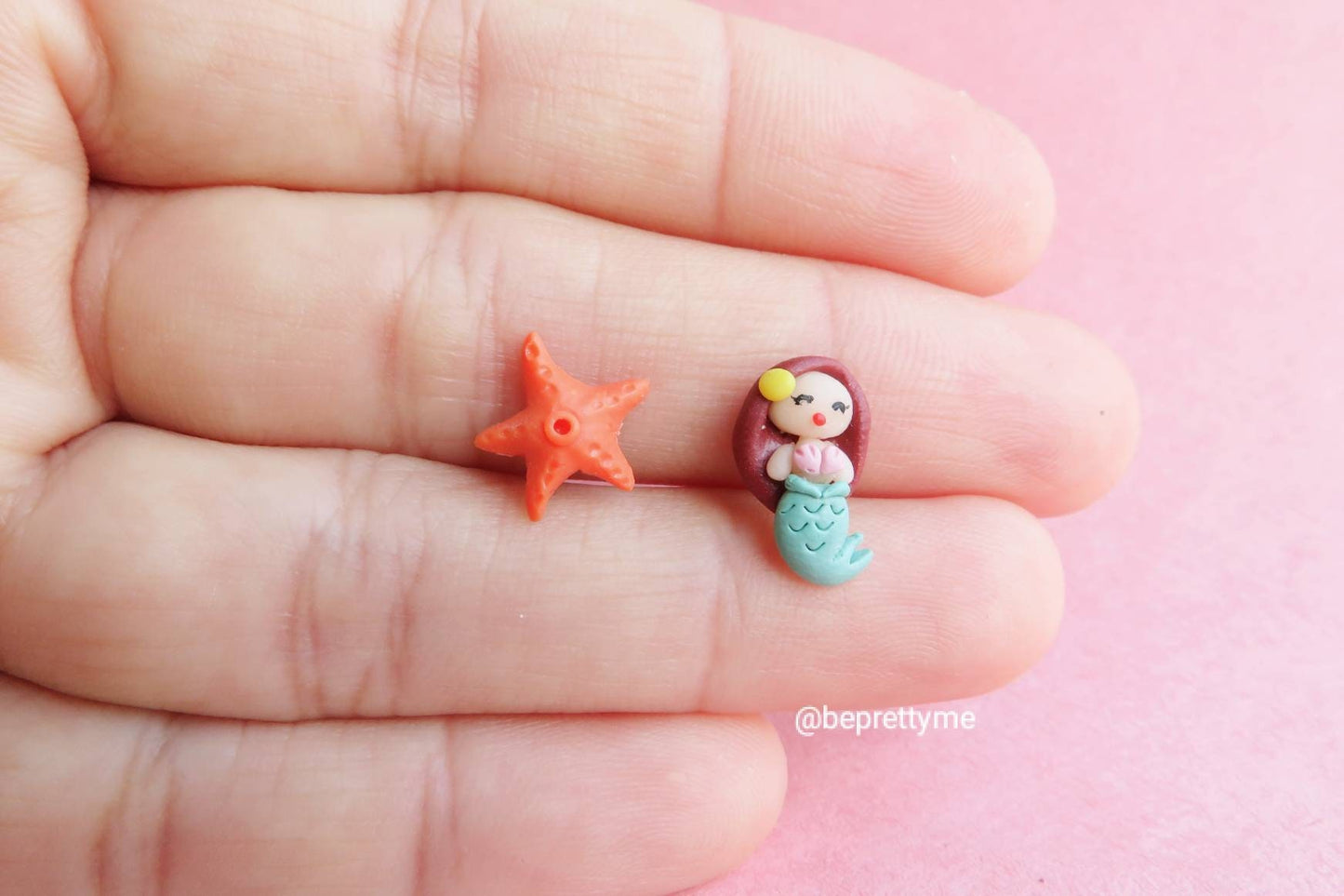 Cute Mermaid & Starfish Stud Earrings