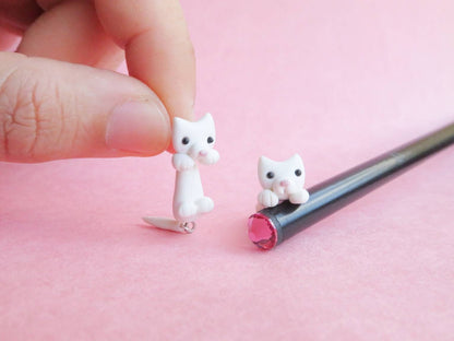 White Cat/ Black Cat Dangle Earrings