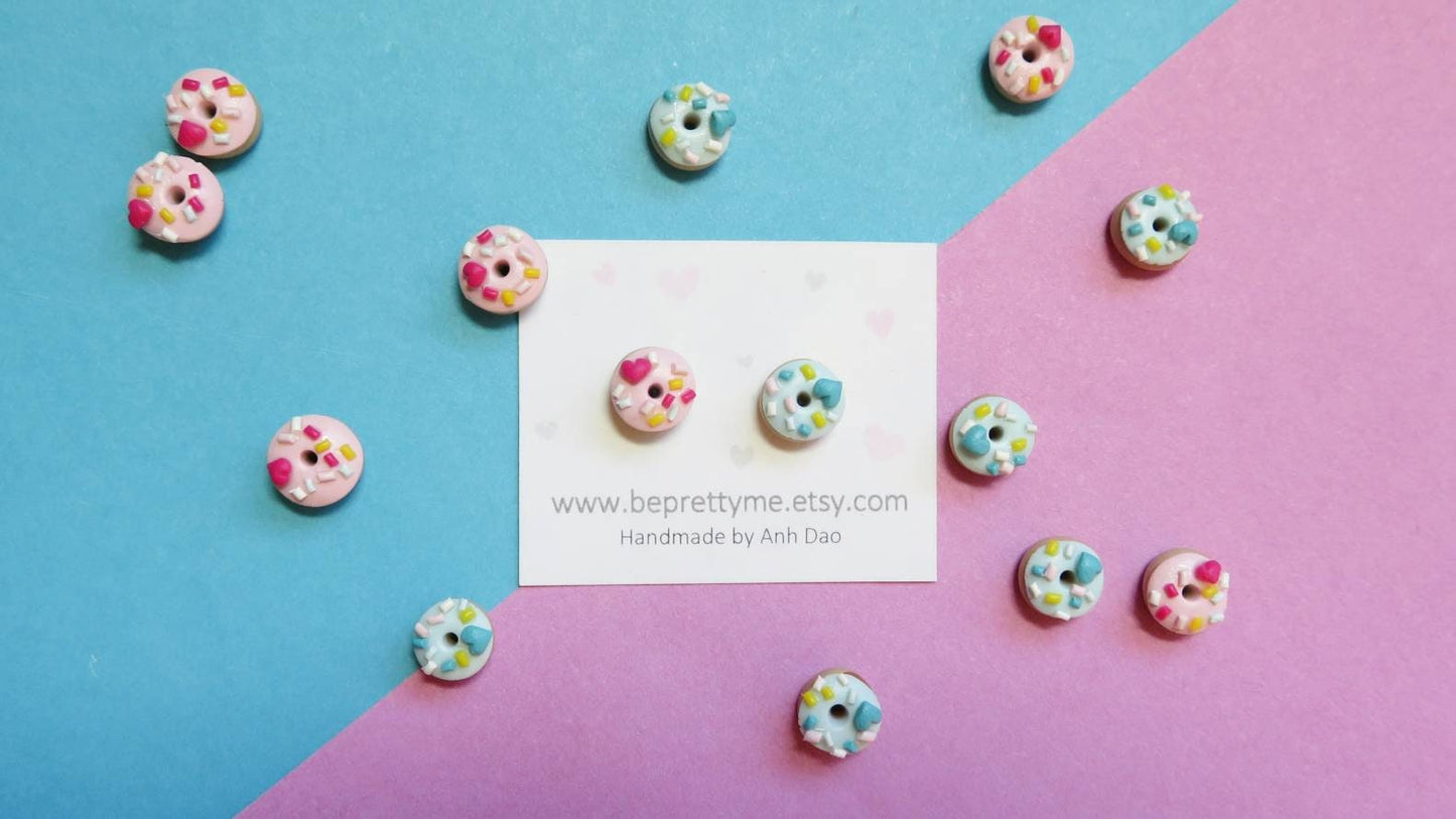 Heart Donut Stud Earrings