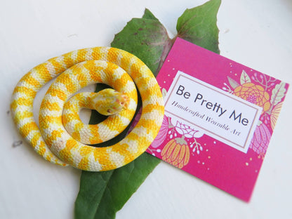 Albino Burmese Python Snake Pendant