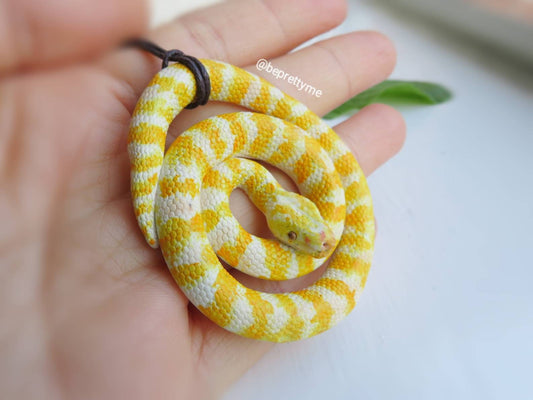 Albino Burmese Python Snake Pendant