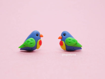 Rainbow Lorikeet Bird Stud Earrings
