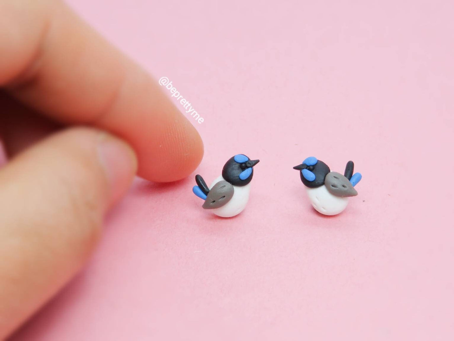 Fairywren Bird Stud Earrings