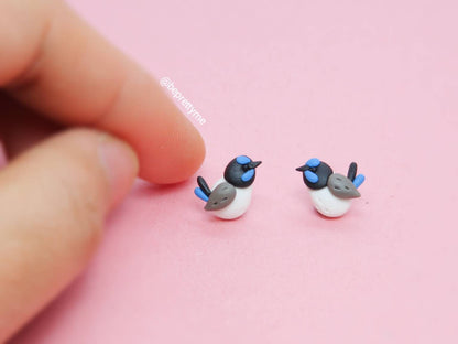 Fairywren Bird Stud Earrings