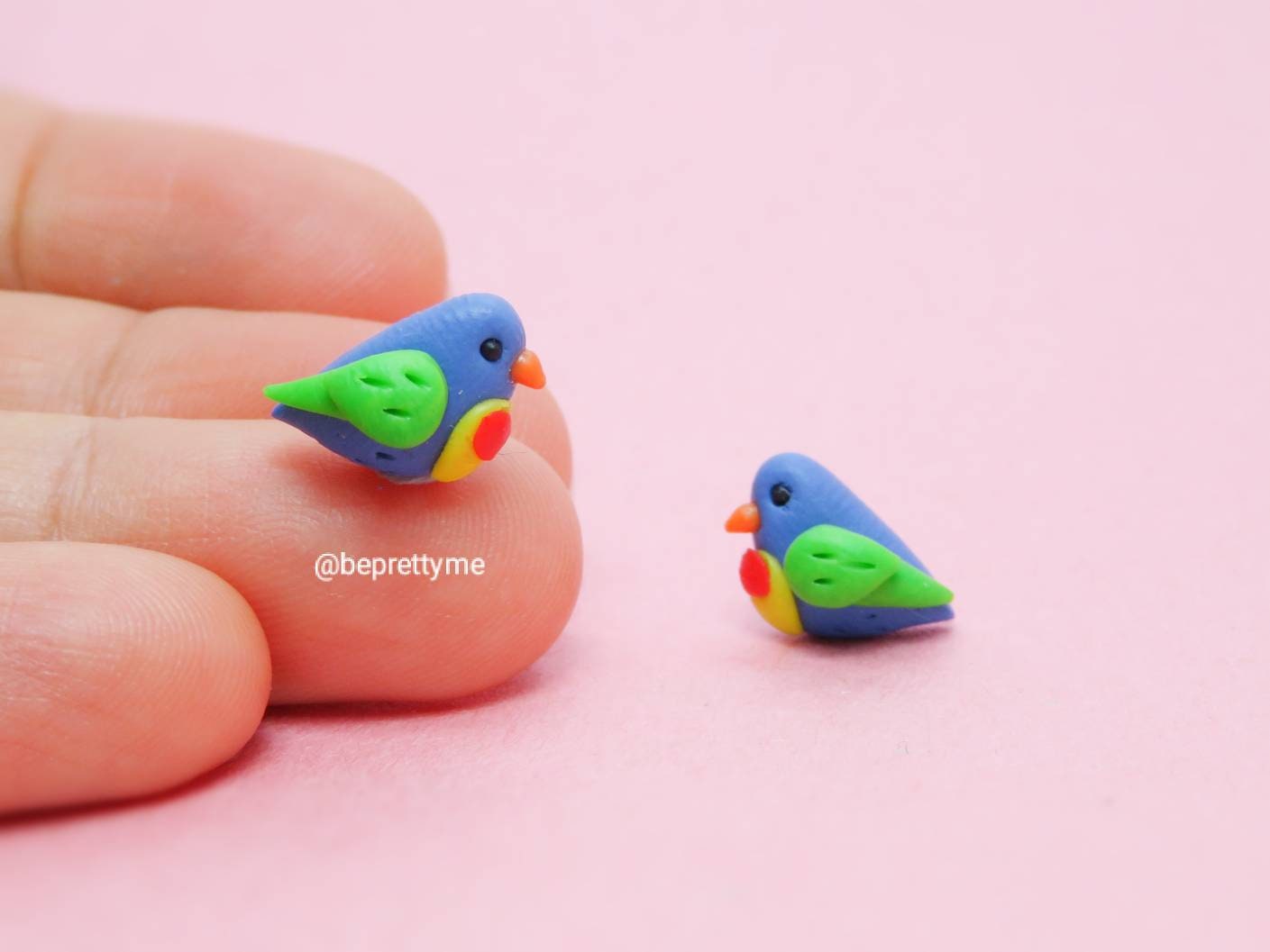Rainbow Lorikeet Bird Stud Earrings