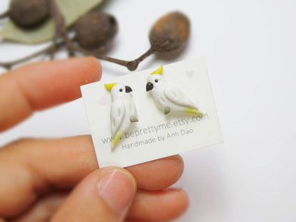 Cockatoo Bird Stud Earrings