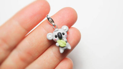 Sweet Baby Koala with Eucalyptus Leaf Charm