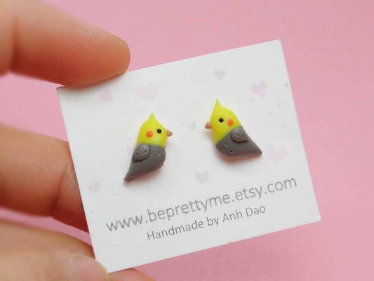 Cockatiels Cute Bird Stud Earrings