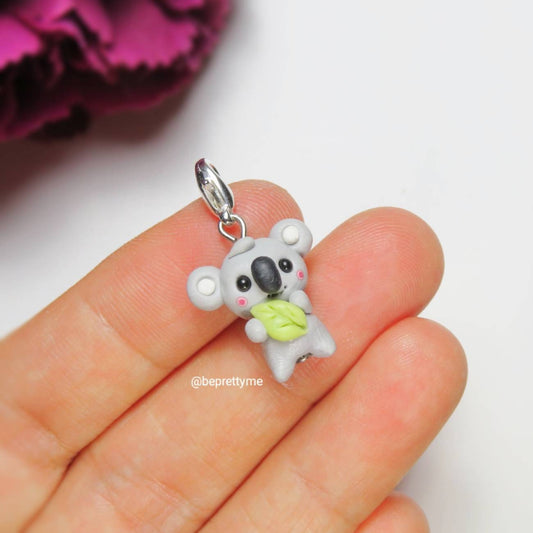 Sweet Baby Koala with Eucalyptus Leaf Charm