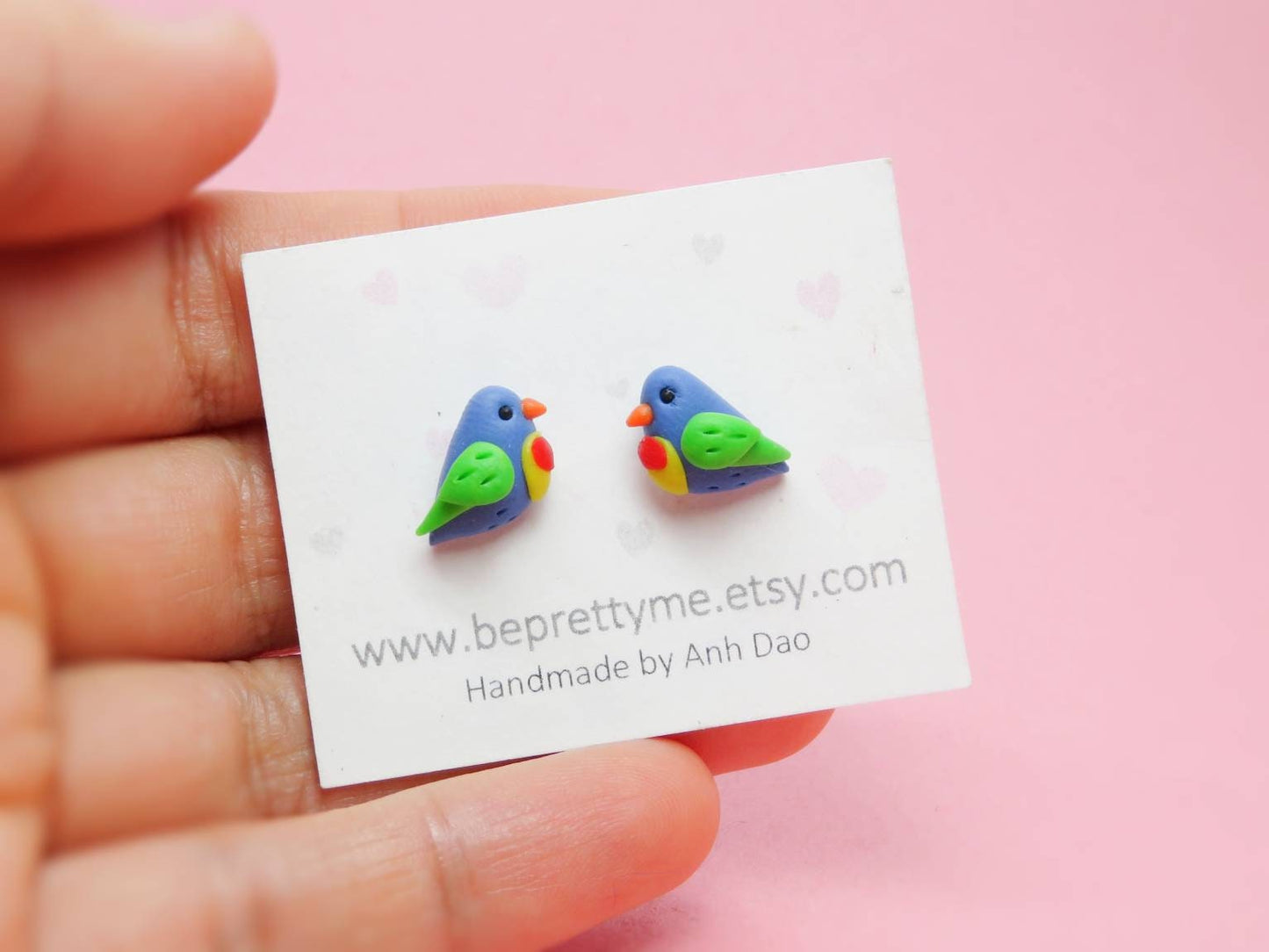 Rainbow Lorikeet Bird Stud Earrings