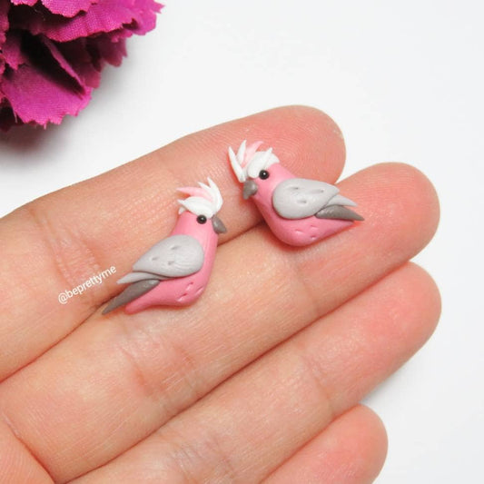 Galah Bird Stud Earrings
