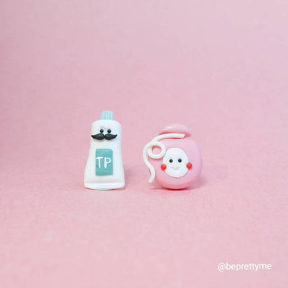 Cute Toothpaste & Dental Floss Stud Earrings