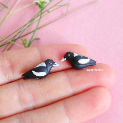 Magpie Bird Stud Earrings