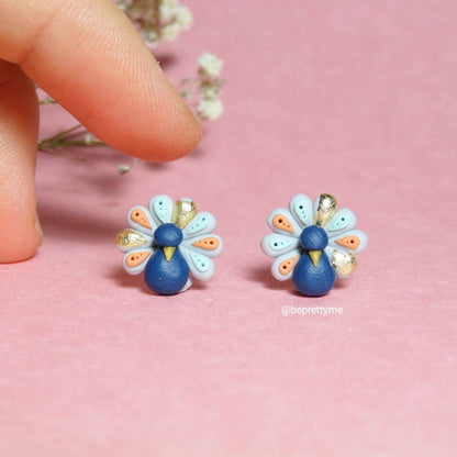 Golden Peacock Stud Earrings