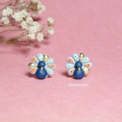 Golden Peacock Stud Earrings