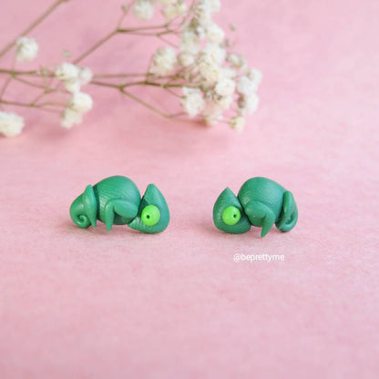 Super Green Chameleon Stud Earrings