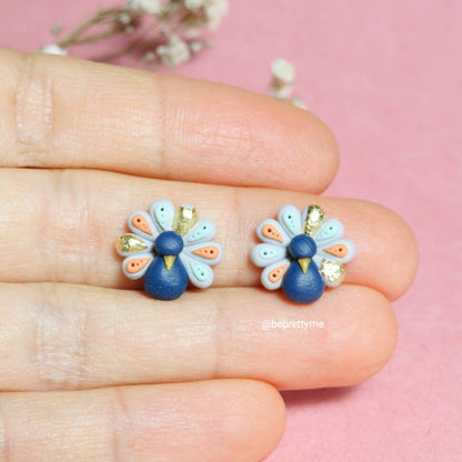 Golden Peacock Stud Earrings