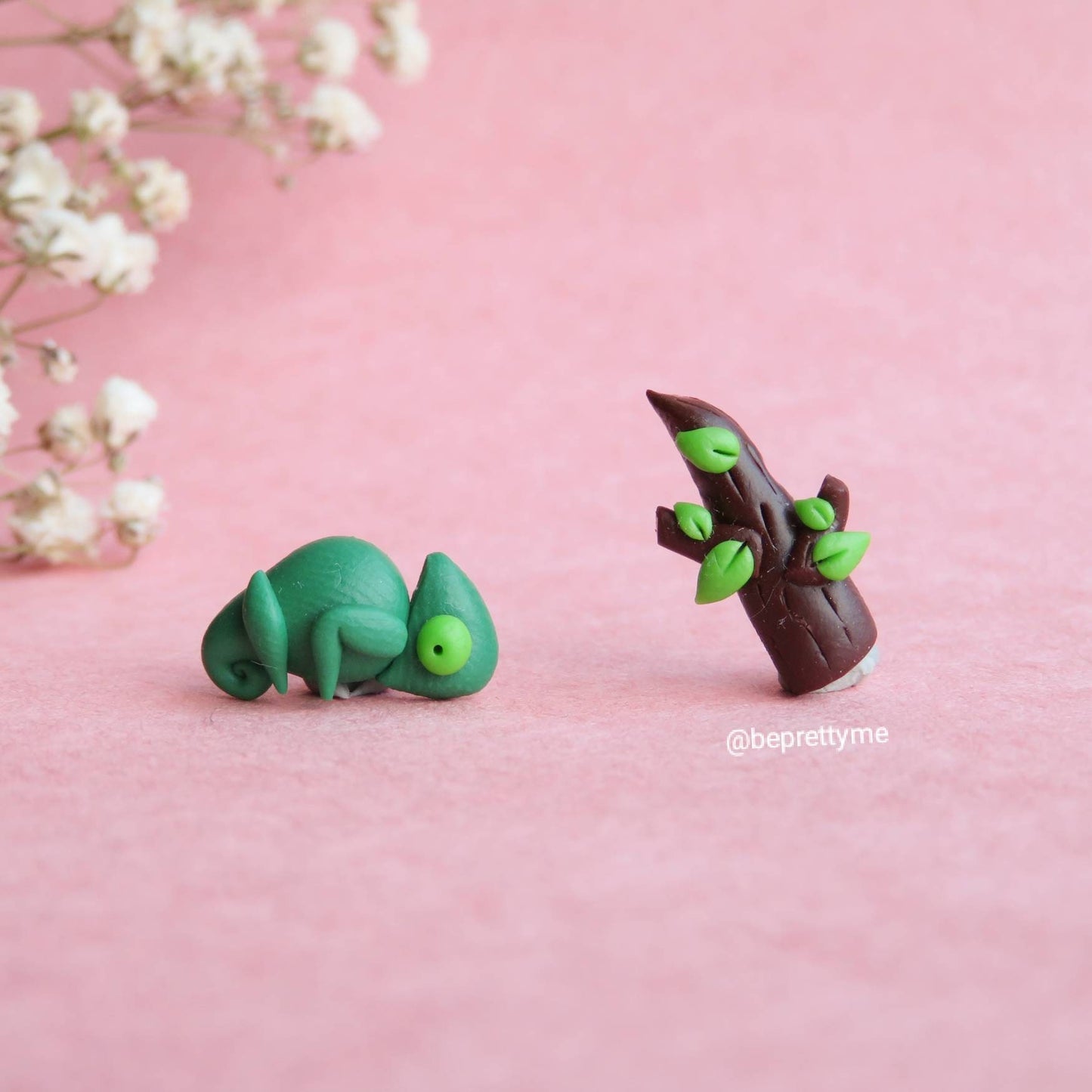 Super Green Chameleon Stud Earrings
