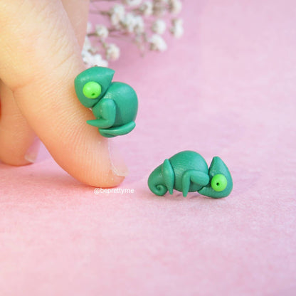 Super Green Chameleon Stud Earrings
