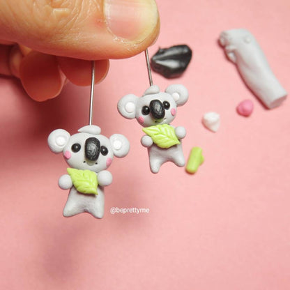 Sweet Baby Koala with Eucalyptus Leaf Charm