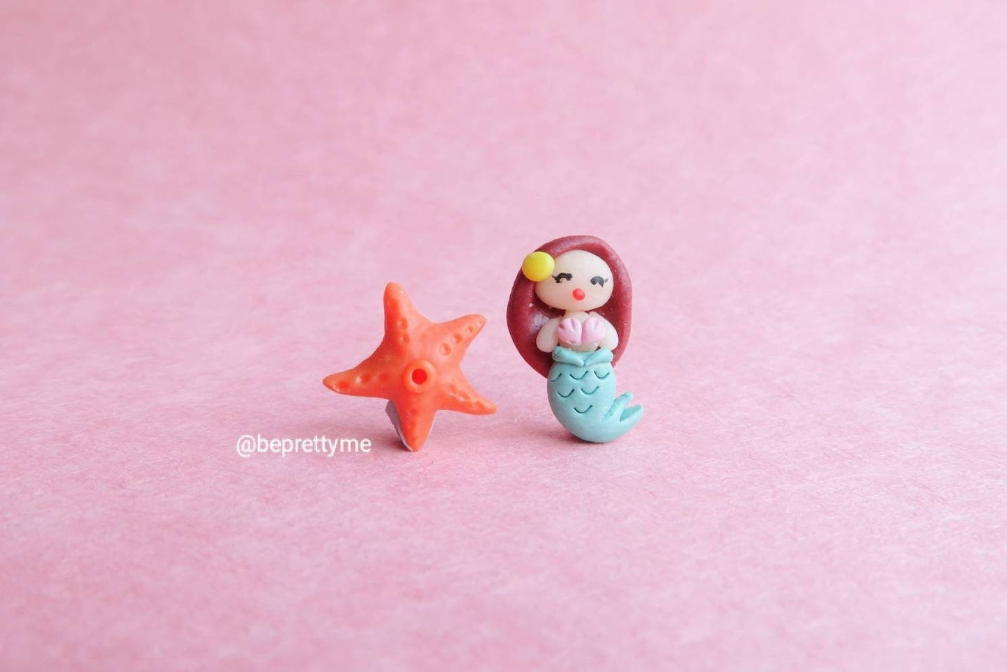 Cute Mermaid & Starfish Stud Earrings