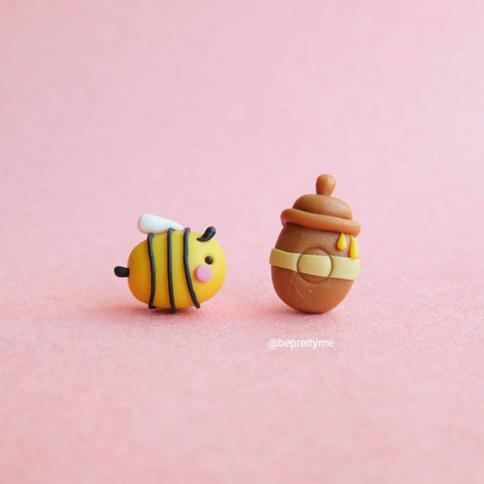 Little Bee & Honey Pot Stud Earrings