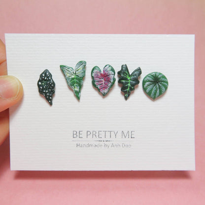 Cute House Plan Leafy Stud Earrings. Price for a single stud