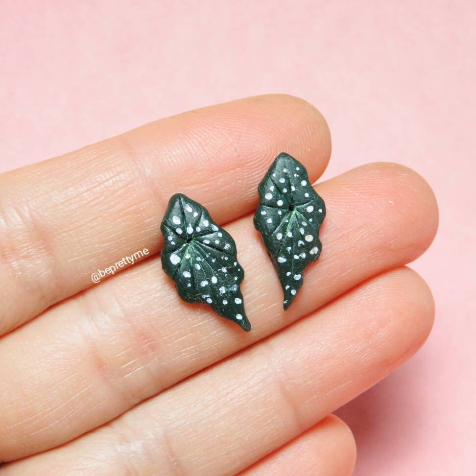 Cute House Plan Leafy Stud Earrings. Price for a single stud
