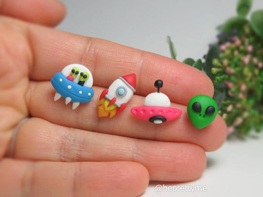 Alien and Spaceship Earrings