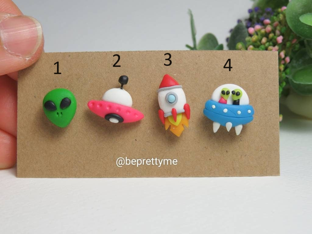 Alien and Spaceship Earrings