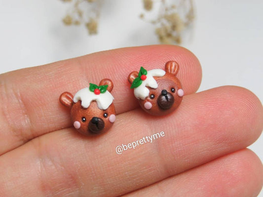 Little Bear Pudding Stud Earrings