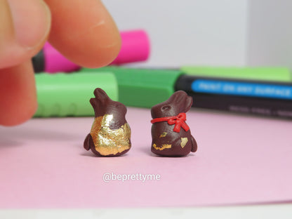 Easter Bunny Chocolate Stud Earrings