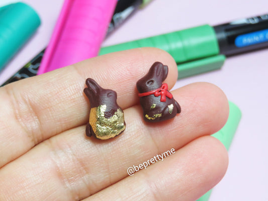 Easter Bunny Chocolate Stud Earrings