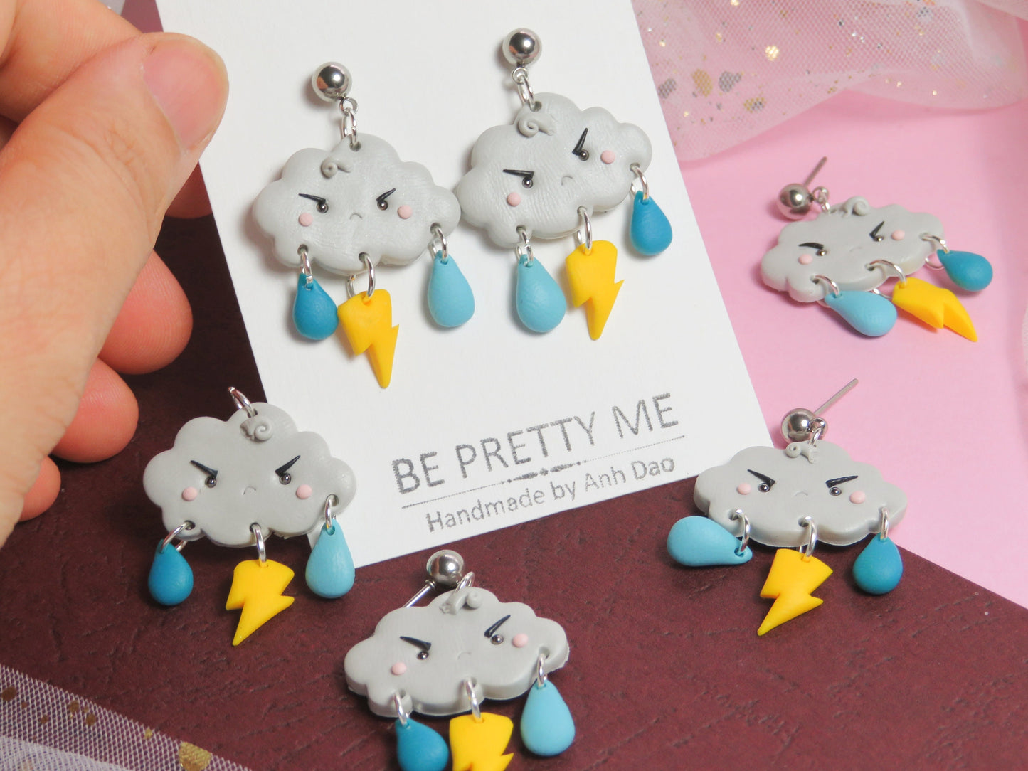 Angry Cloud Dangle Earrings