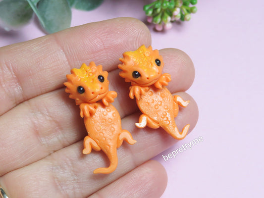 Orange Bearded Dragon Stud/ 2 Pieces Earrings
