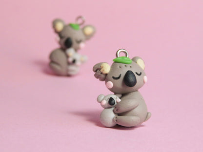 Sweet Mumma and Baby Koala hugging Charm