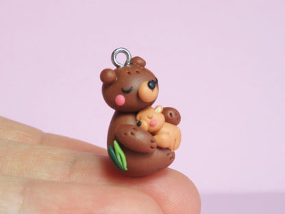 Sweet Mumm and Baby Bear Charm/ Pendant/ Keyring