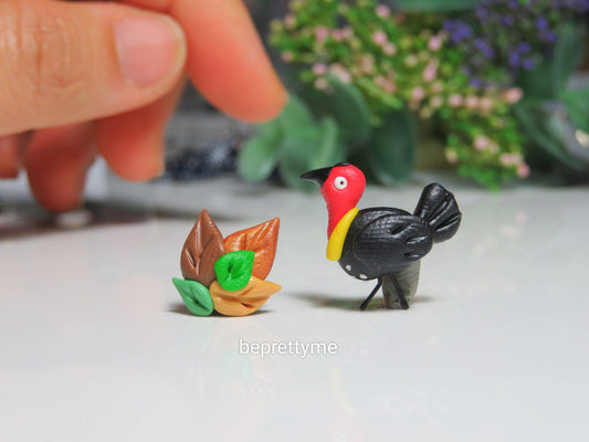 Bush Turkey and Pile of Leaves Stud Earrings