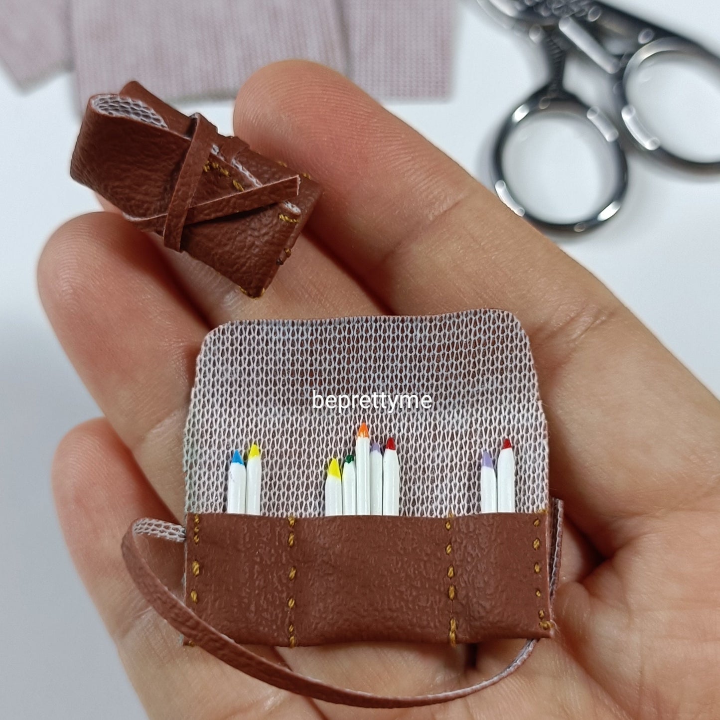 Miniature Leather Pencil Case 1:16 scale