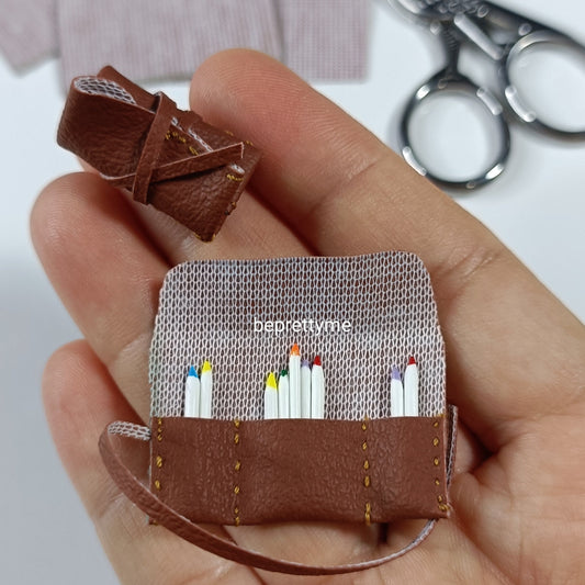 Miniature Leather Pencil Case 1:16 scale